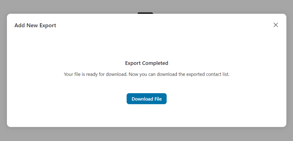 Export contacts completed