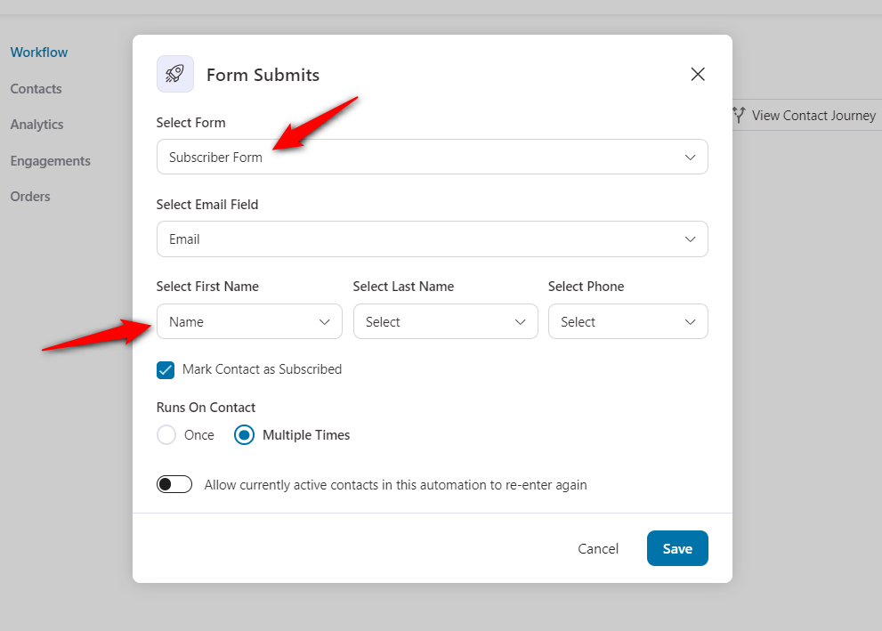 Configure the event of Formidable Forms