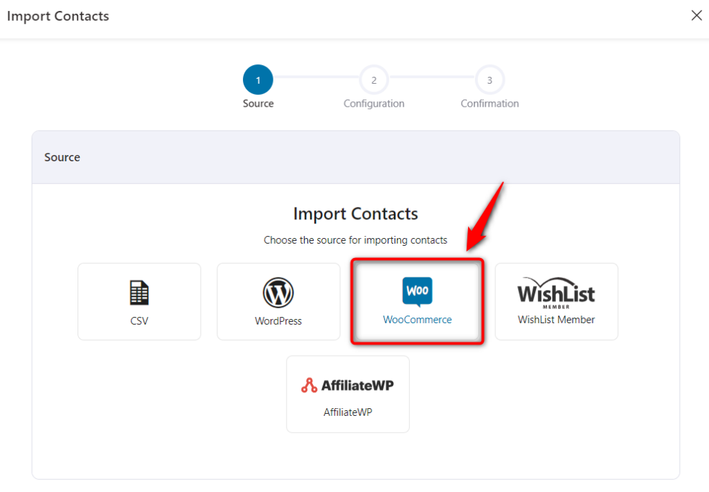 Import contacts from WooCommerce