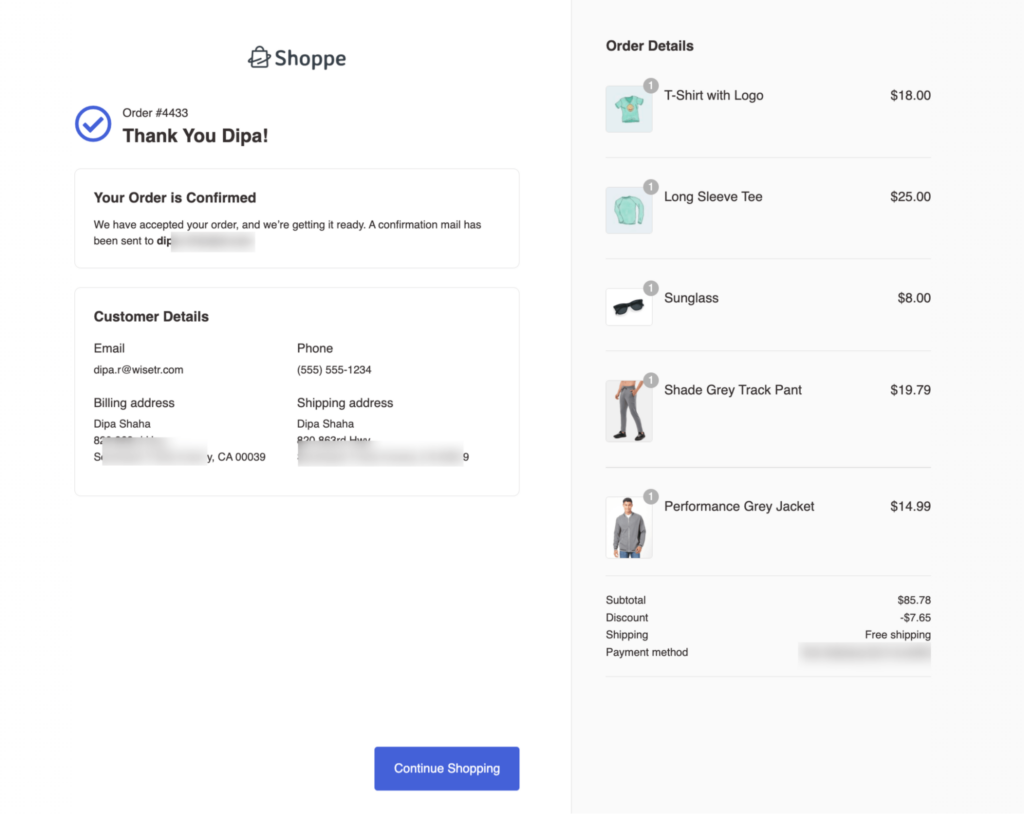 preview thank you page of woocommerce sales funnel