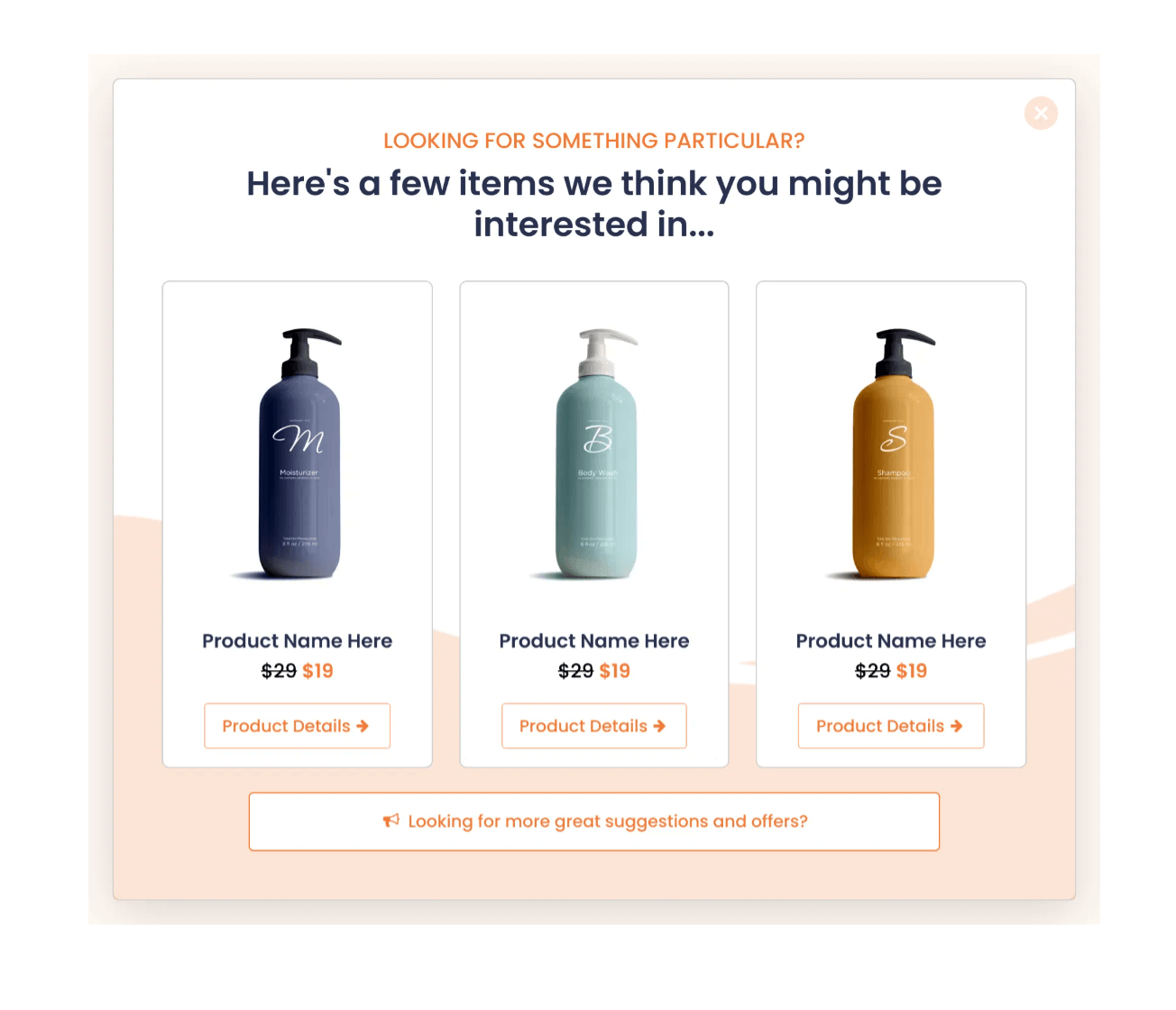 product recommendation on exit intent popup