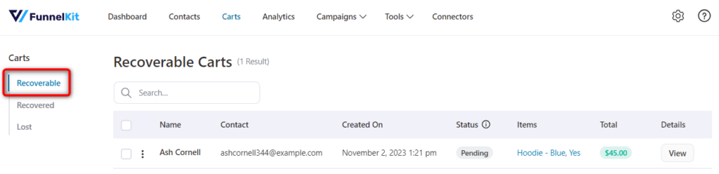 Recoverable carts in FunnelKit Automations