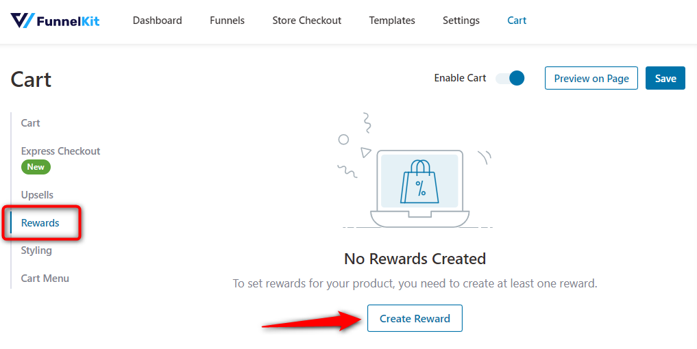 Go to the rewards section and click on create reward