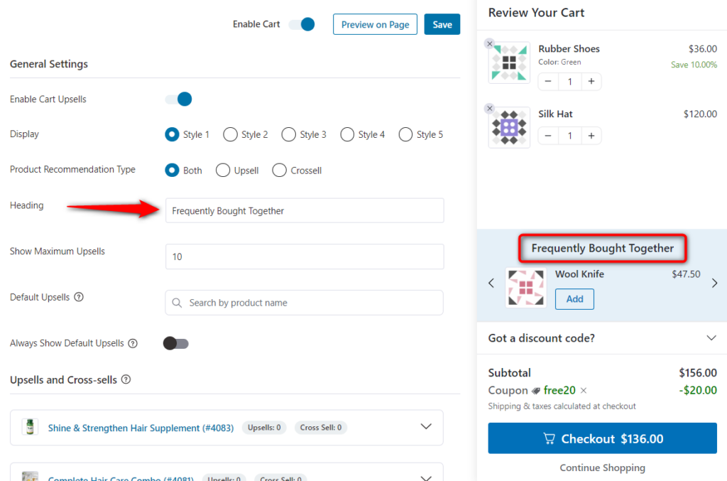 Cart Upsell heading