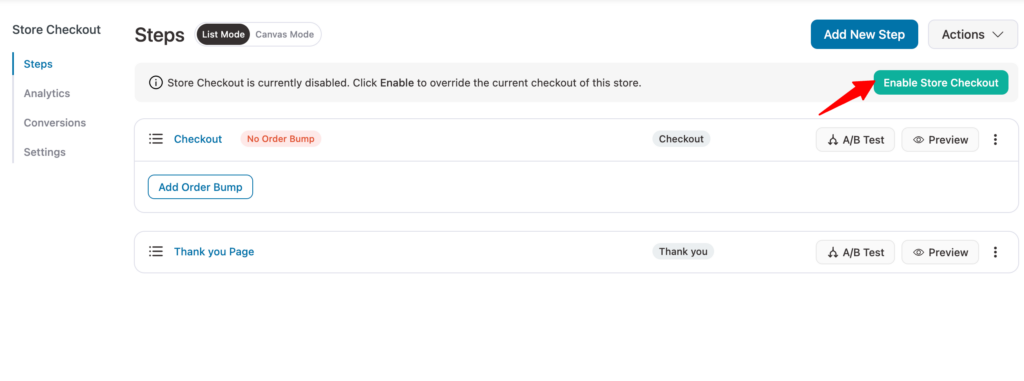 enable hific store checkout