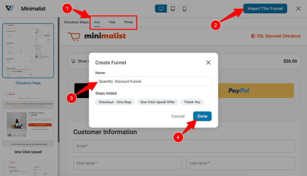import minimalist with quanity discount funnel