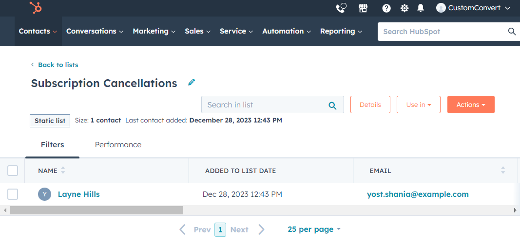 See your subscription cancellations get collected in the list with this woocommerce hubspot integration