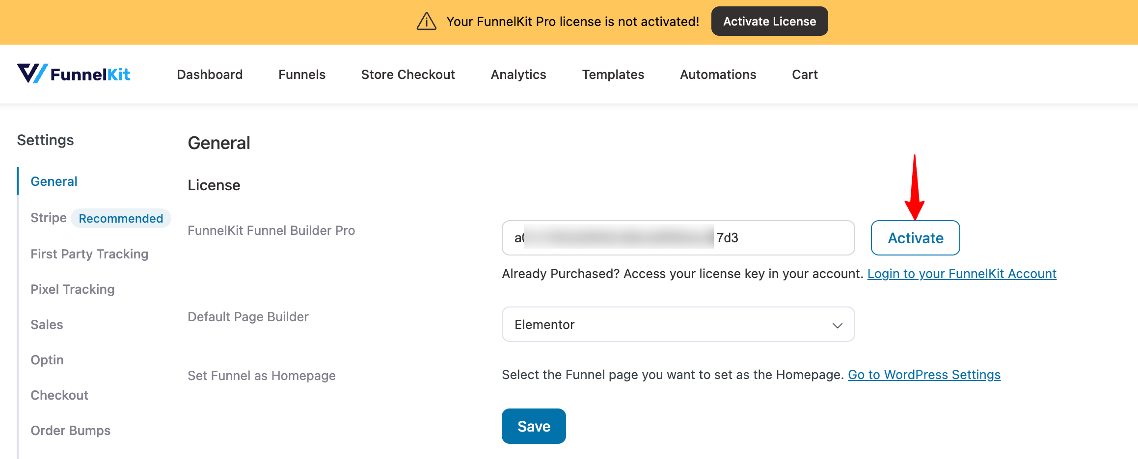 Activate FunnelKit Funnel Builder pro