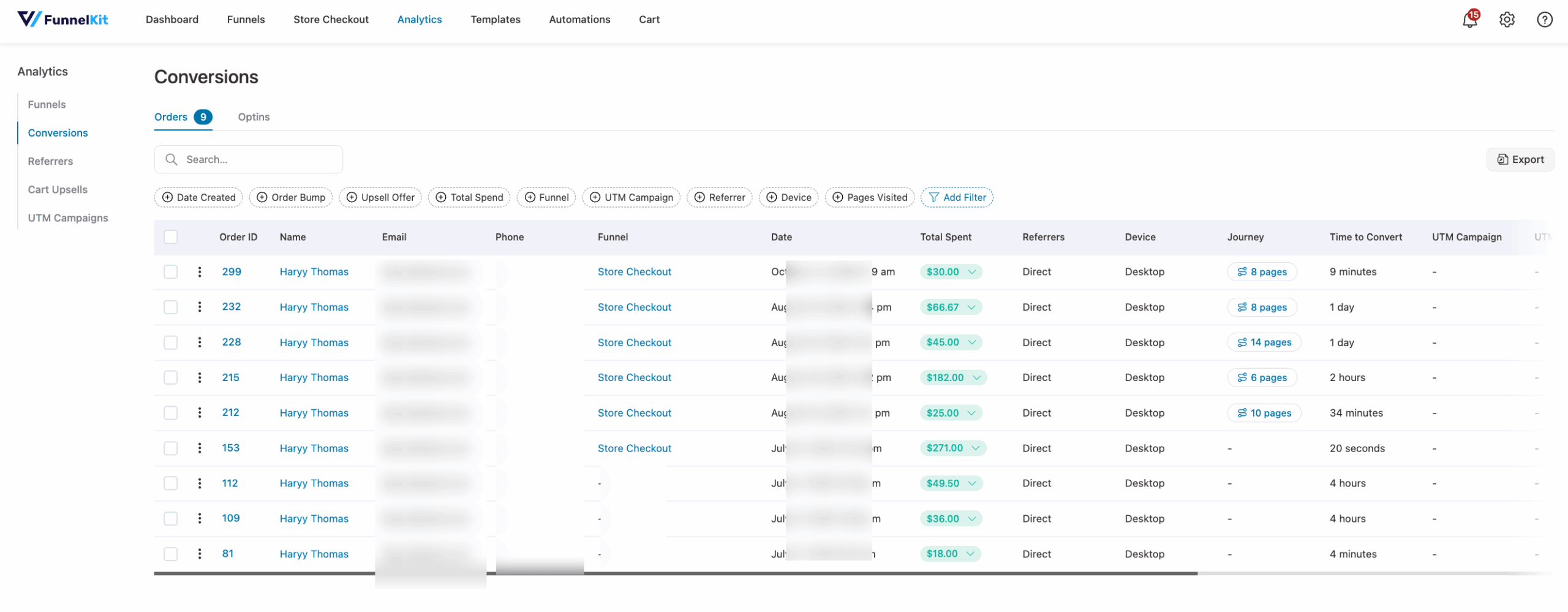 FunnelKit Funnel Builder conversions page
