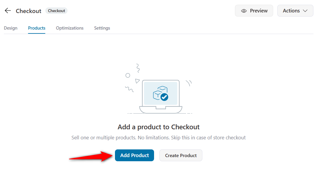 Click on Add Product for your product-specific checkout page