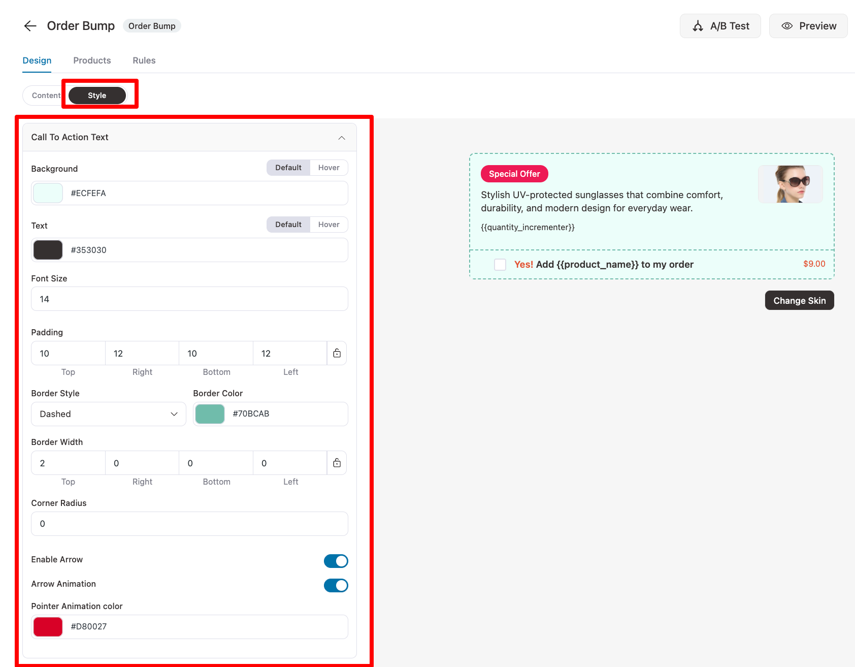 call to action style