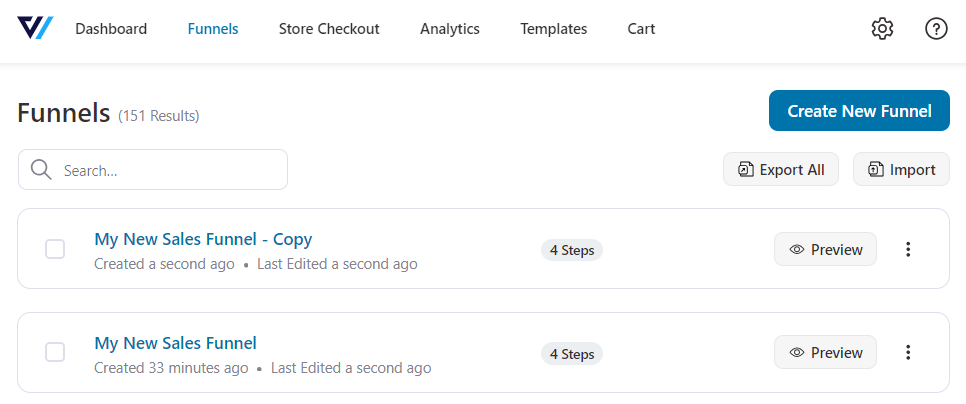 Duplicate funnel created