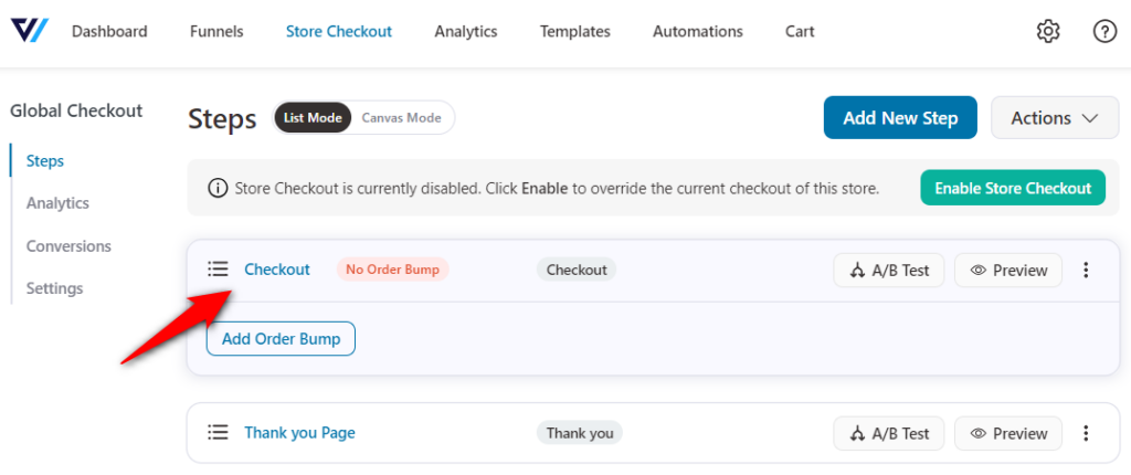 Edit your global checkout page and customize it as per your needs