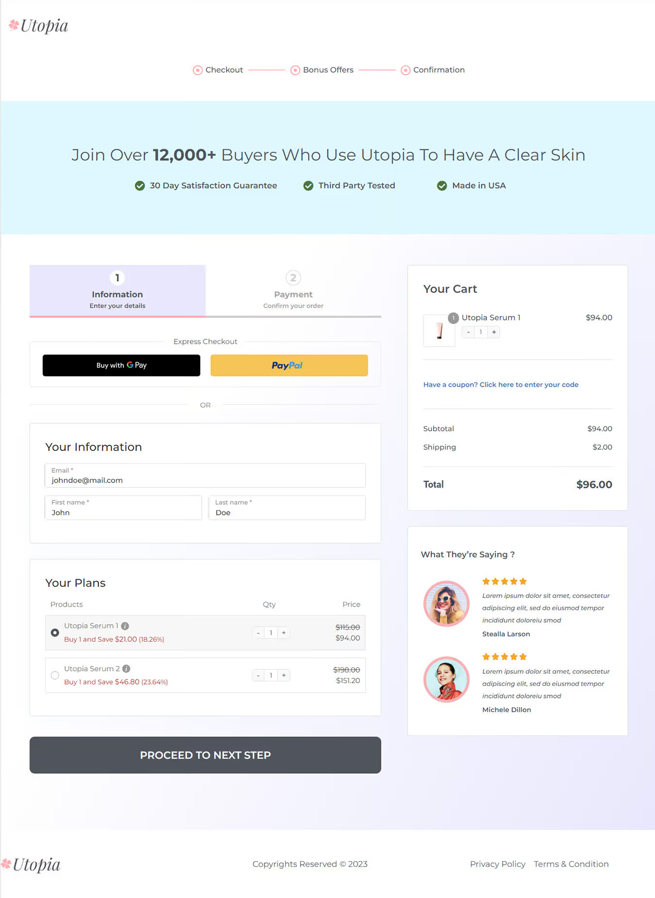 Express payment options on the woocommerce checkout page