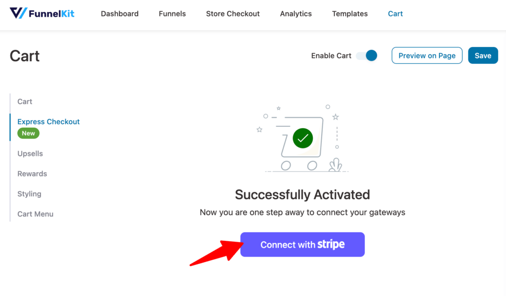 hit connect with stripe