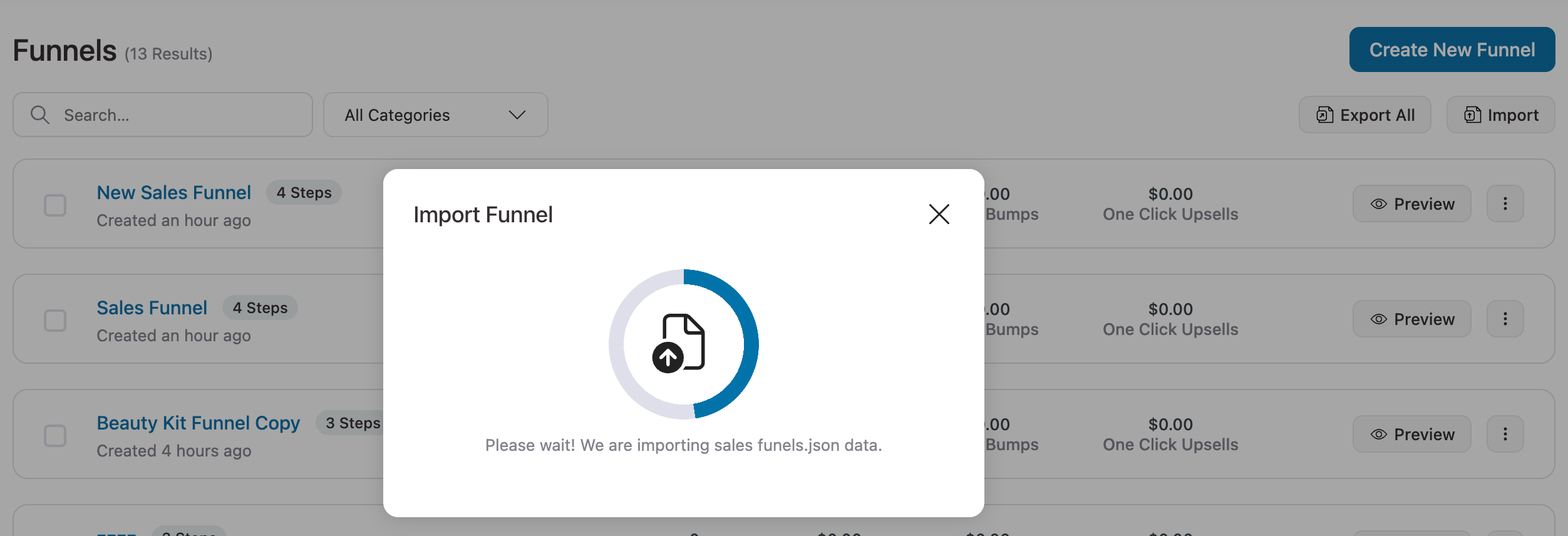 import sales funnel