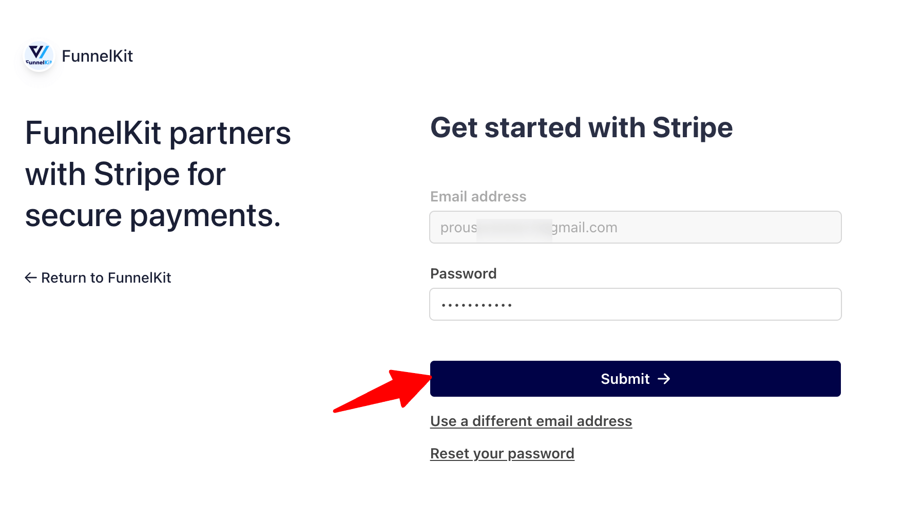 login to stripe