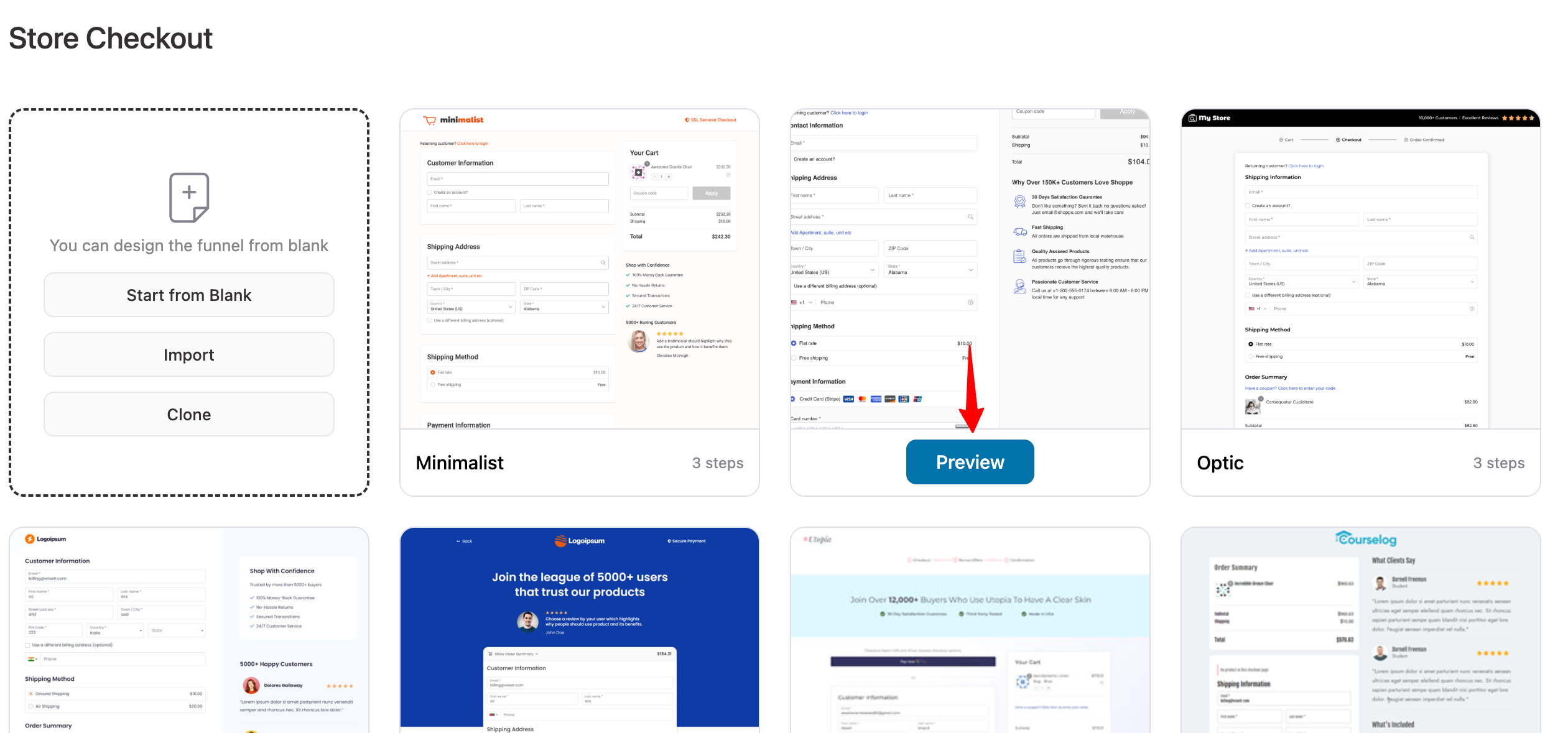 preview Shoppe for store checkout