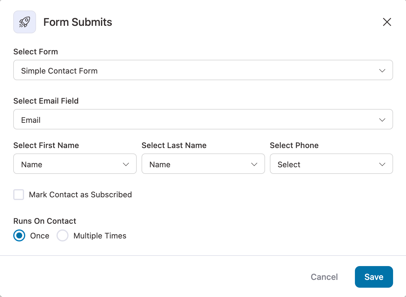 select form and map the email fields