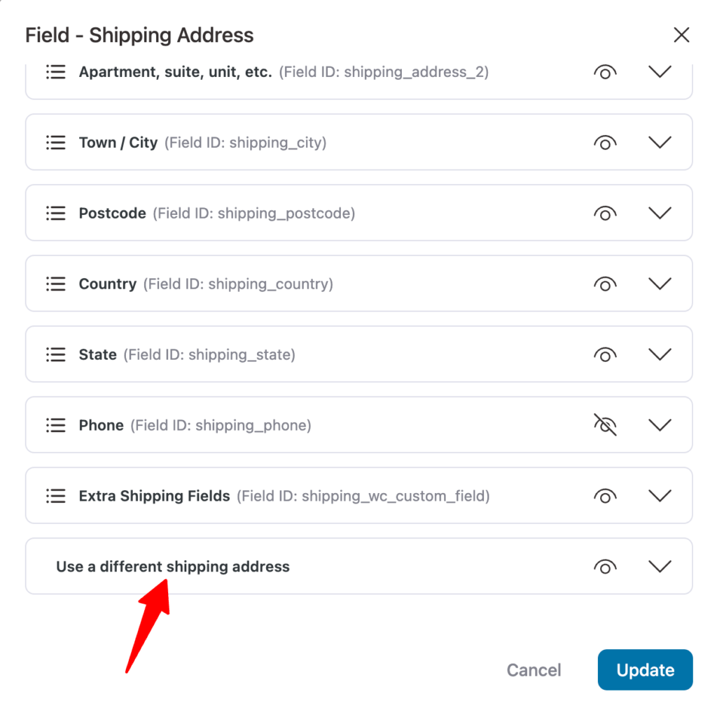 add a different address in checkout