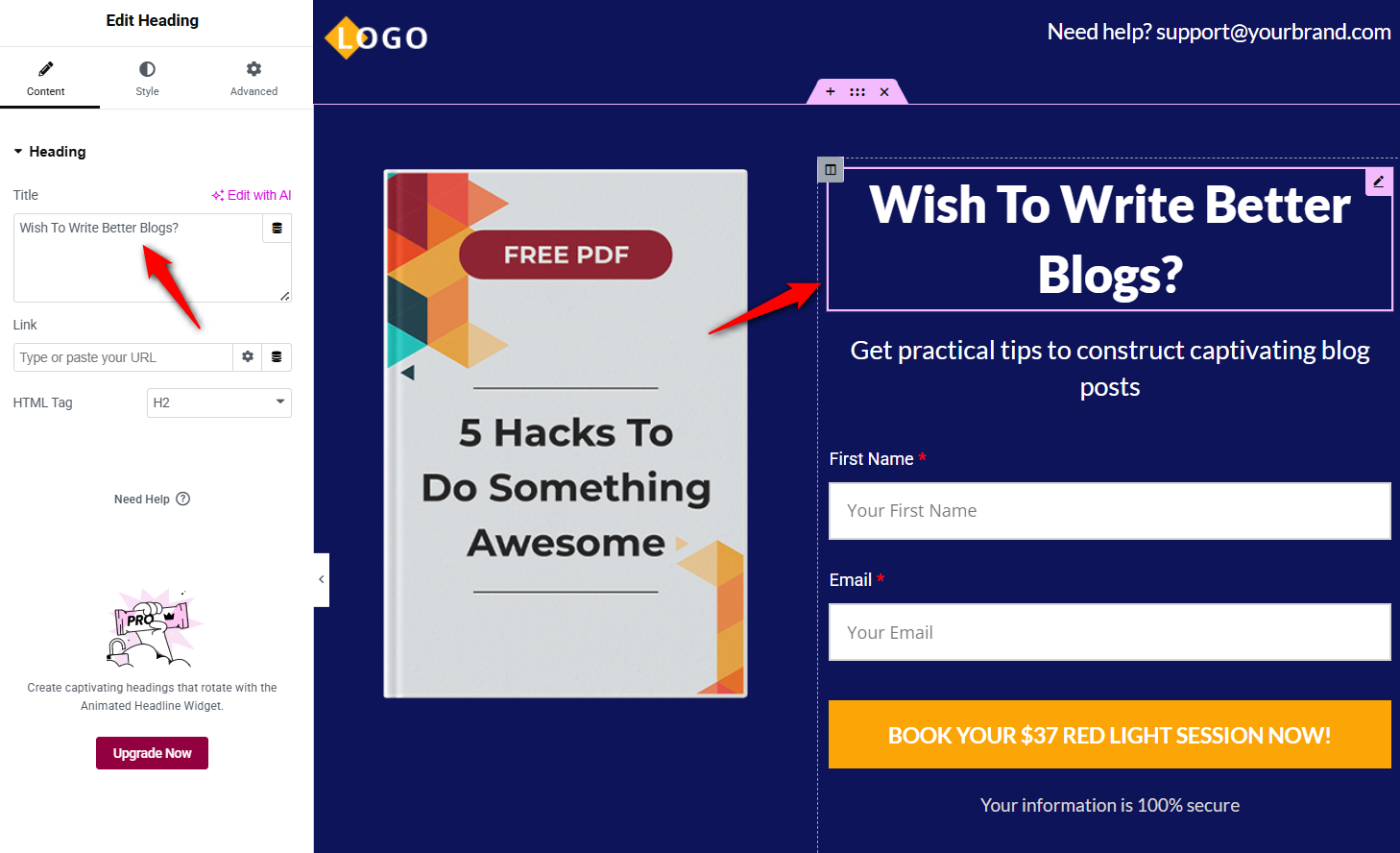 update heading opt in page