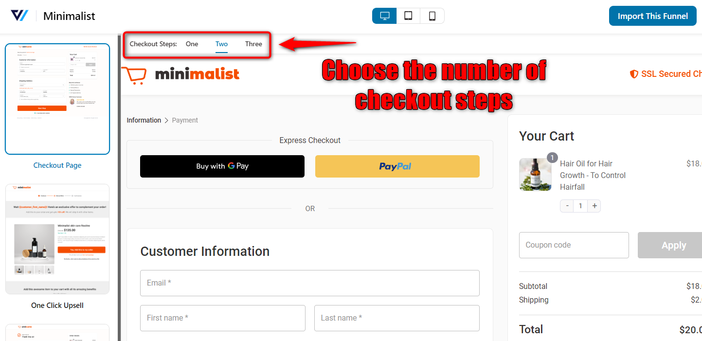 Multiple steps on checkout form