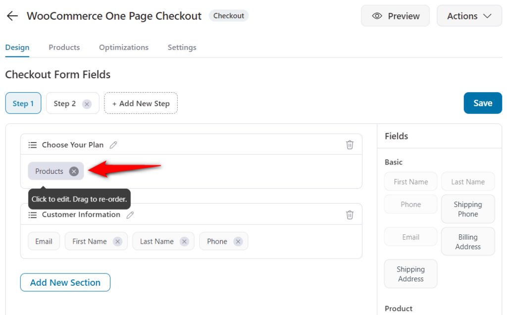 Click on Products field on your woocommerce checkout to add the best value tag and description