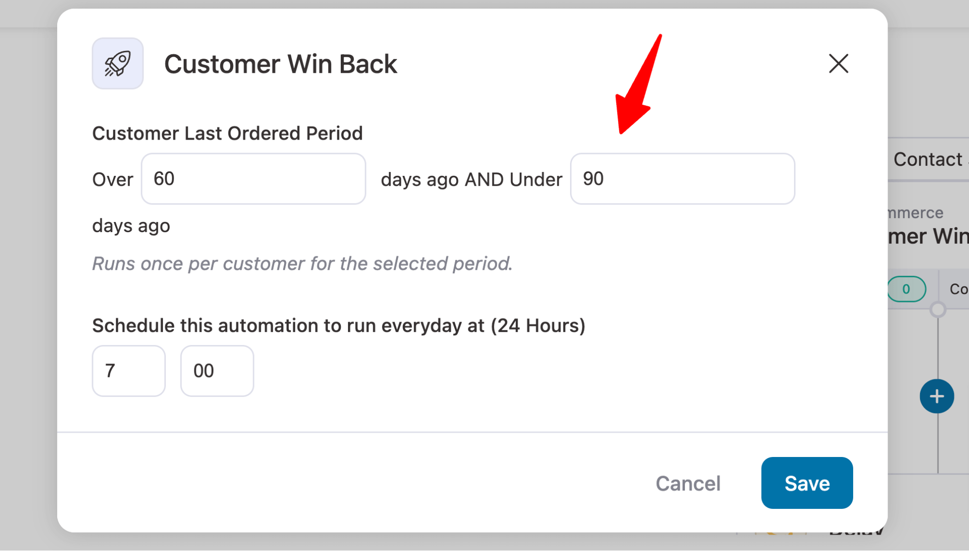 configure customer winback trigger