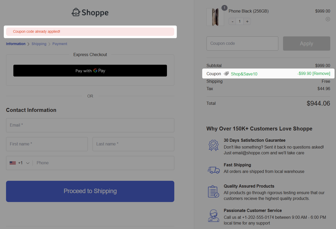 coupon code automatically applied on the woocommerce shopify checkout page