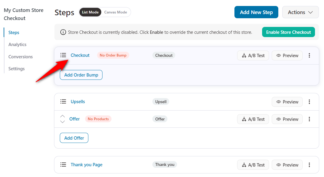 Click on the name of your woocommerce checkout page to edit it
