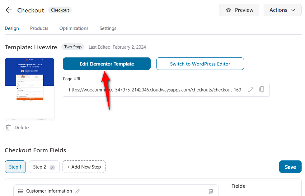 Edit template to customize the design of your checkout page template