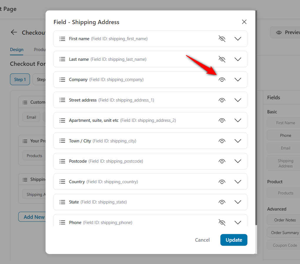 Company field under Shipping Address