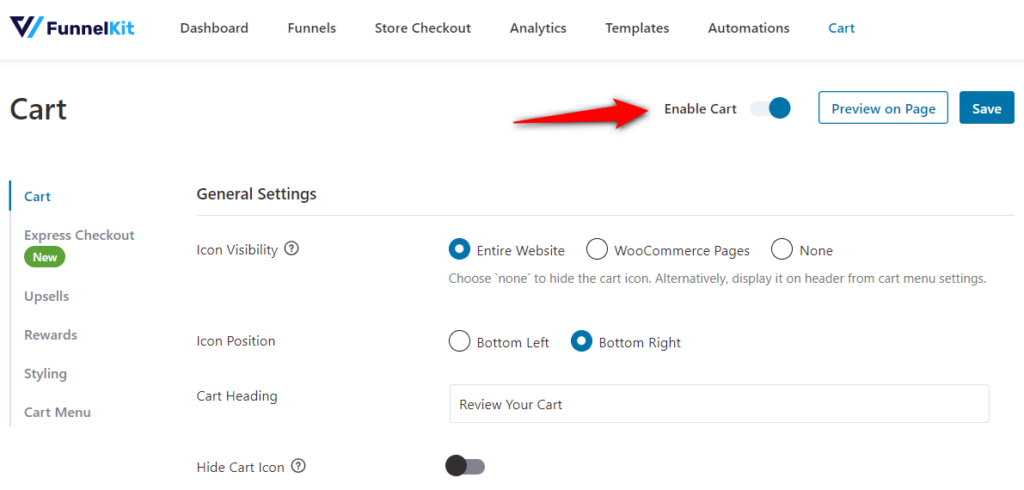 Enable WooCommerce cart on your store