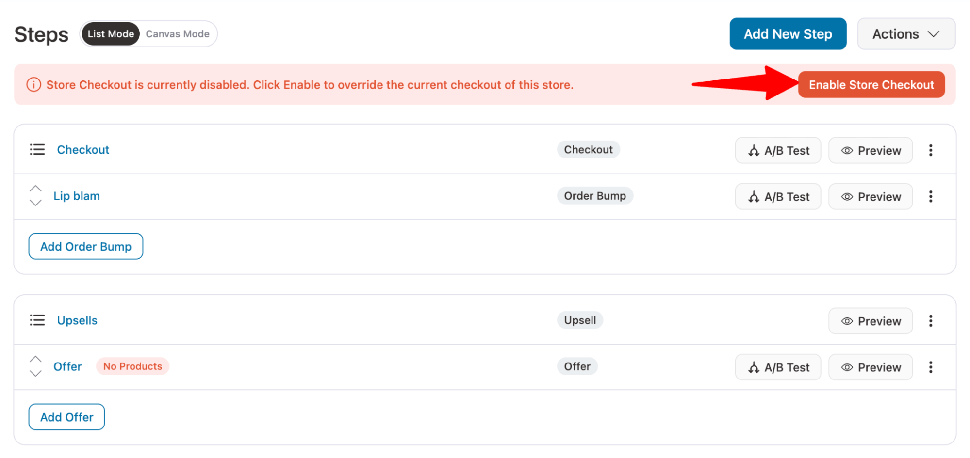 enable store checkout