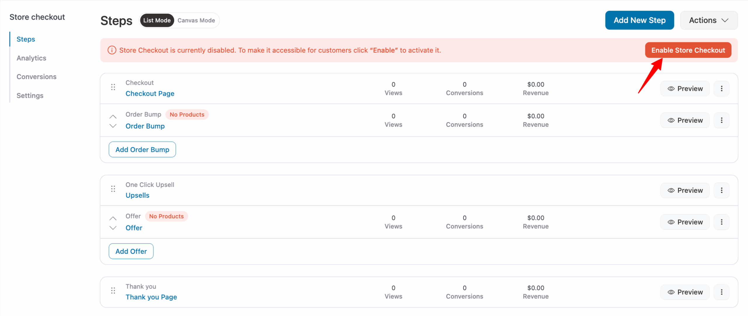 enable store checkout