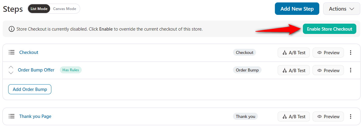 Enable store checkout