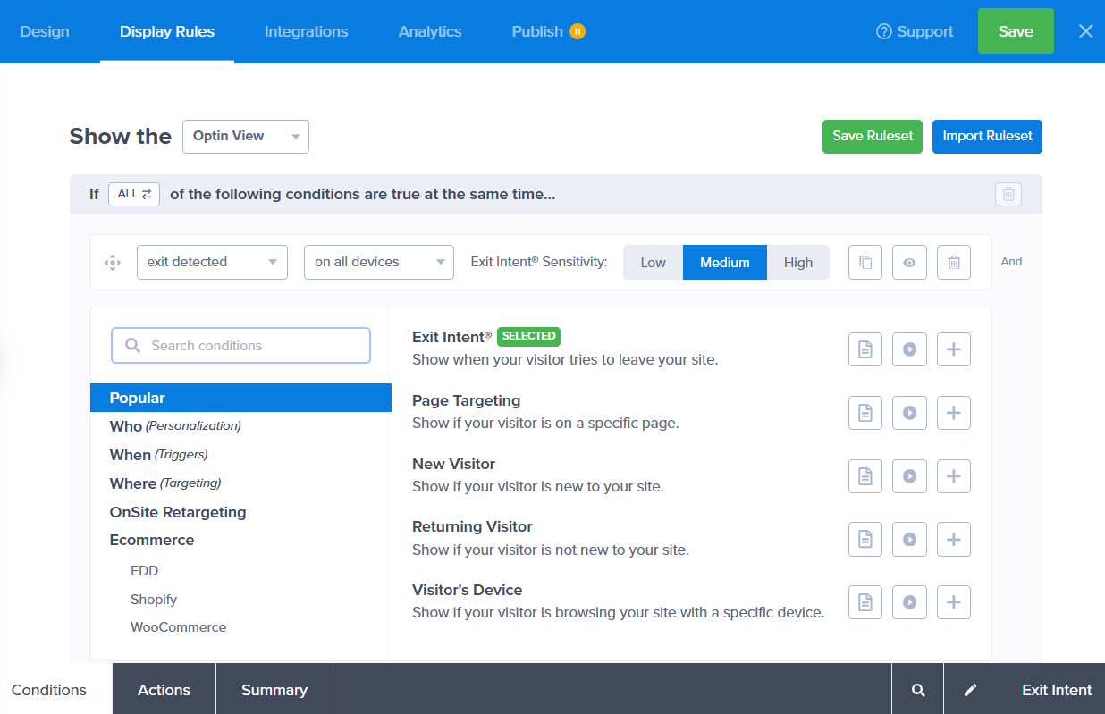 exit intent technology feature