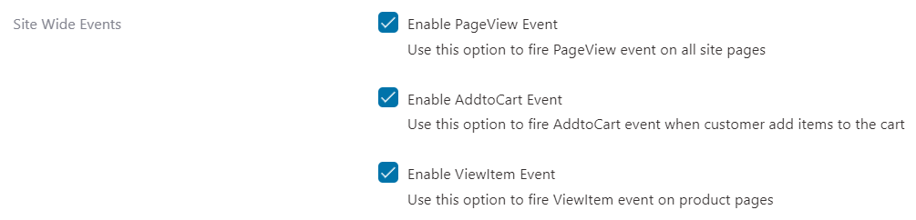 Google analytics site-wide events