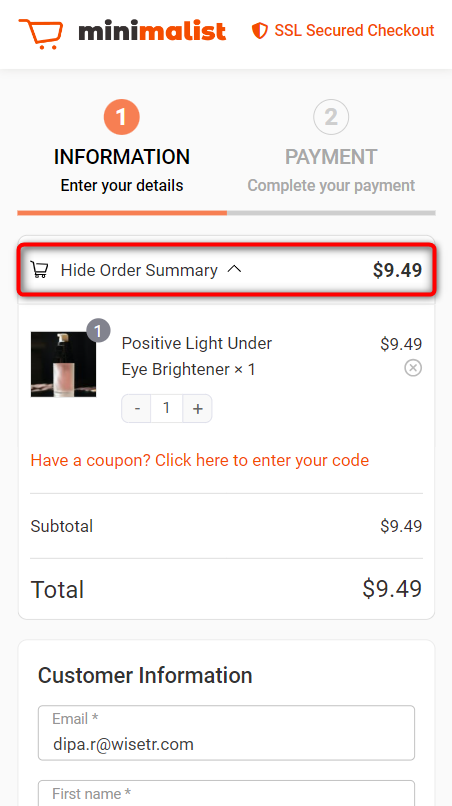 Order Summary Collapsible