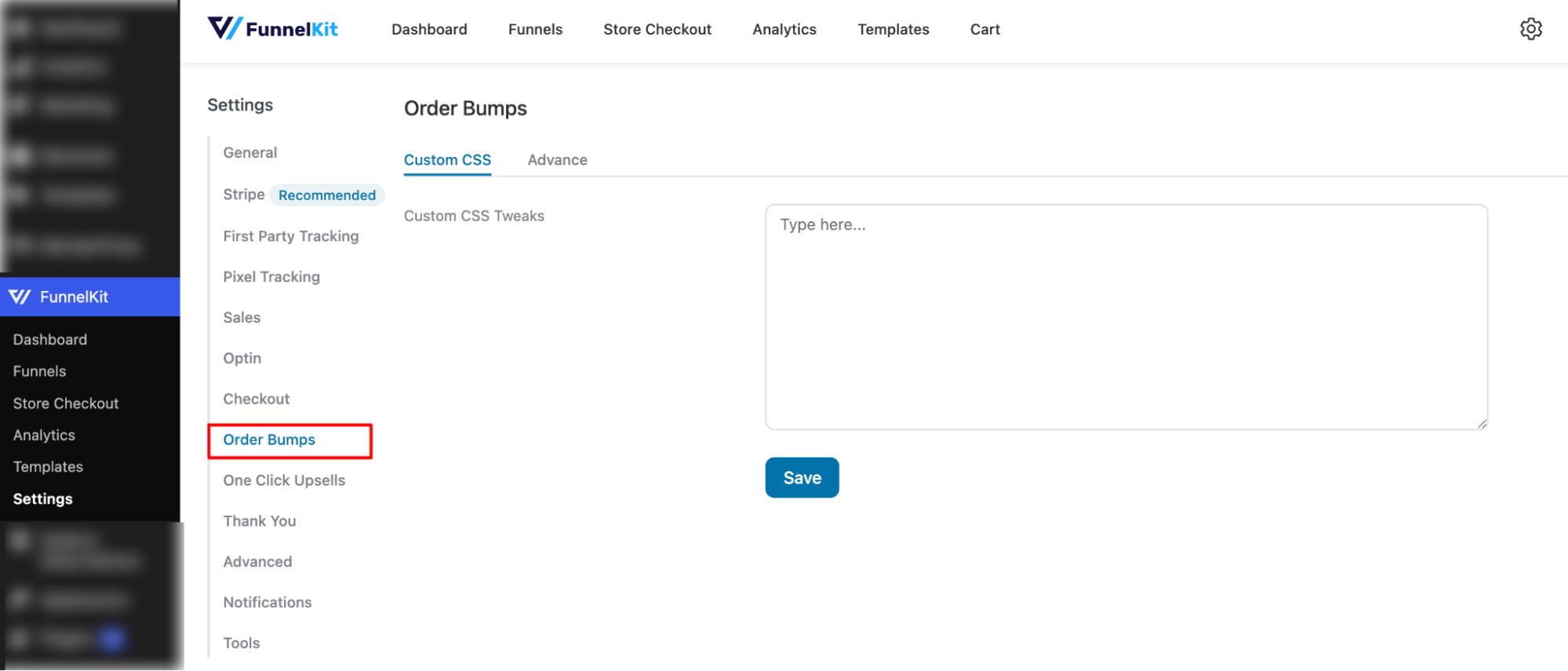 If you want to configure settings for a specific order bump you're creating, then you must go to the Settings page here.