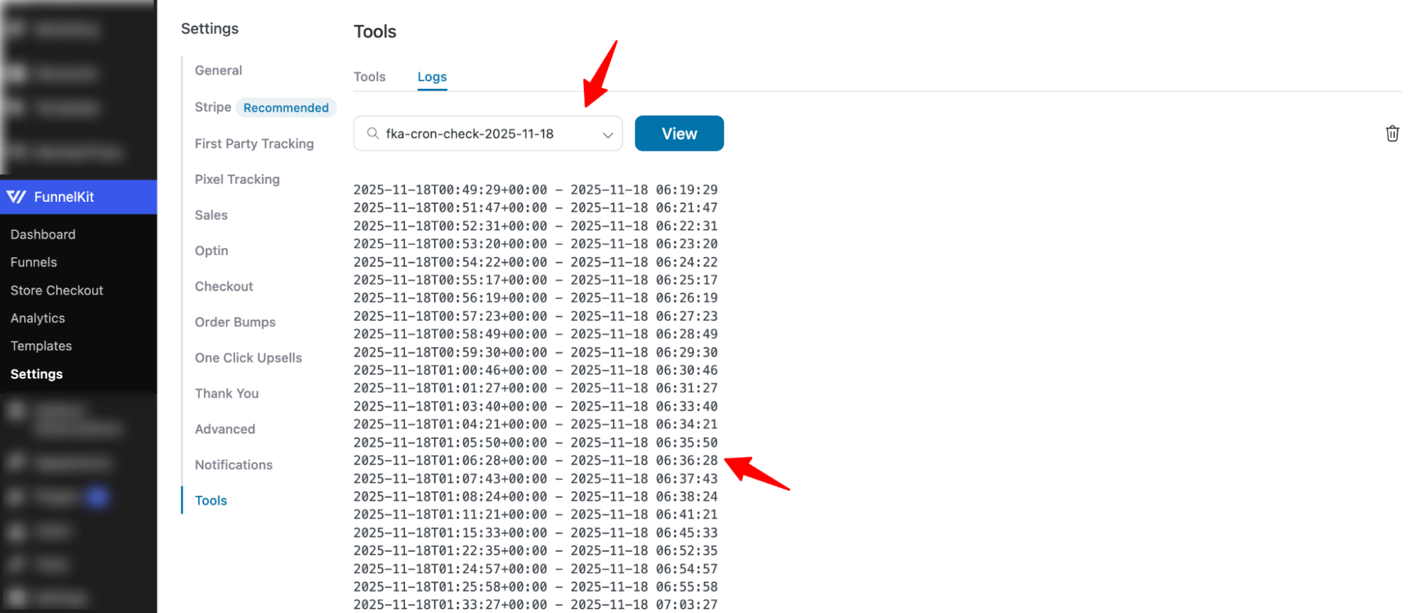 You can search and hit View to see the log details. 