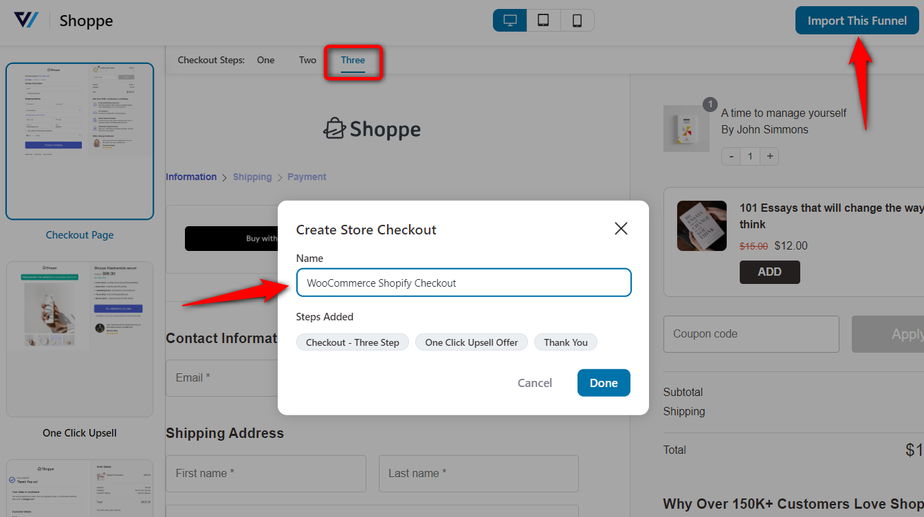 Enter the name of your funnel - WooCommerce Shopify checkout