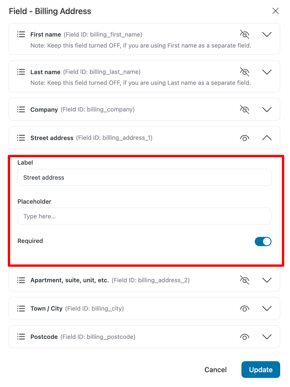 label and place holder