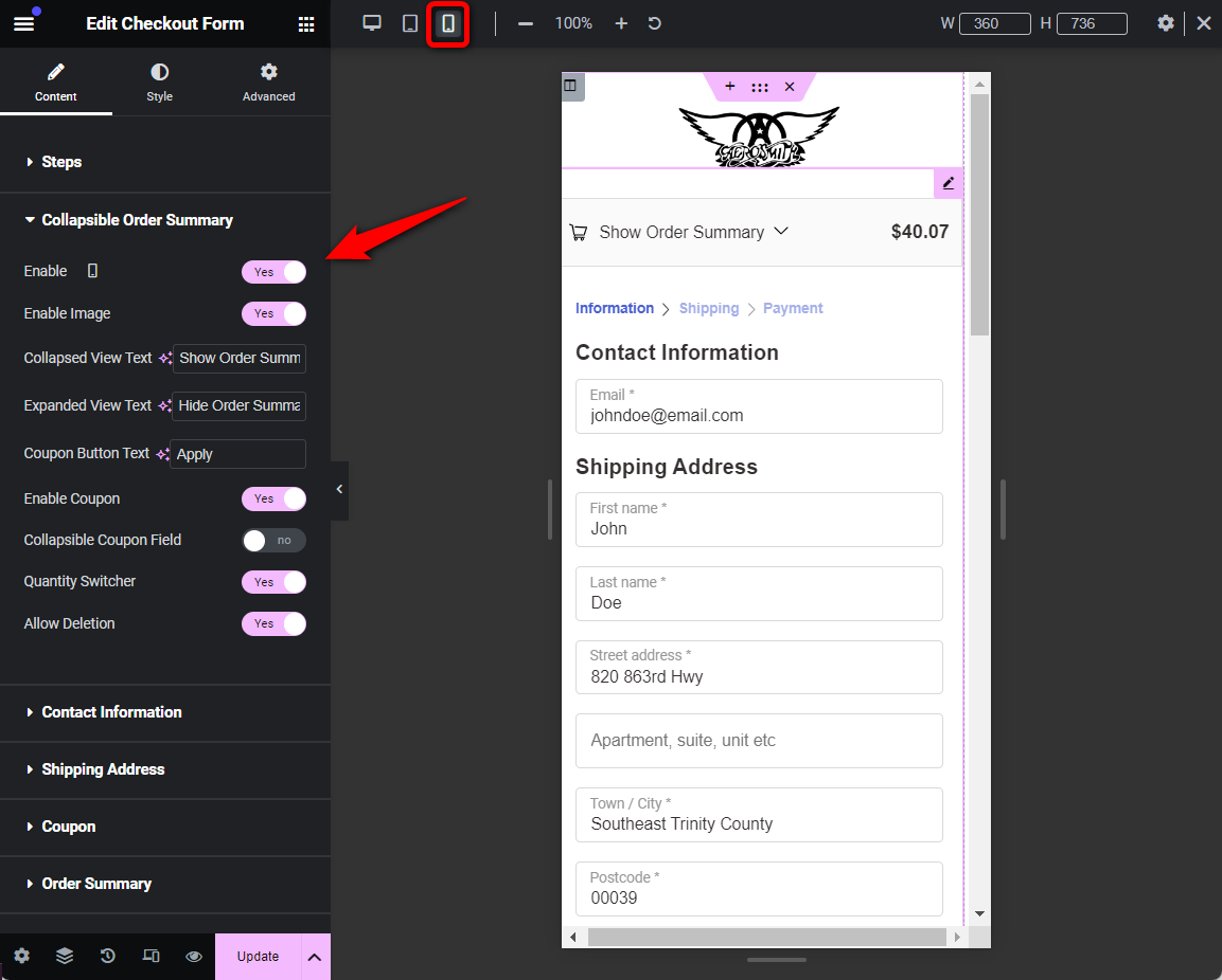 Optimize the shopify woocommerce checkout for mobile device