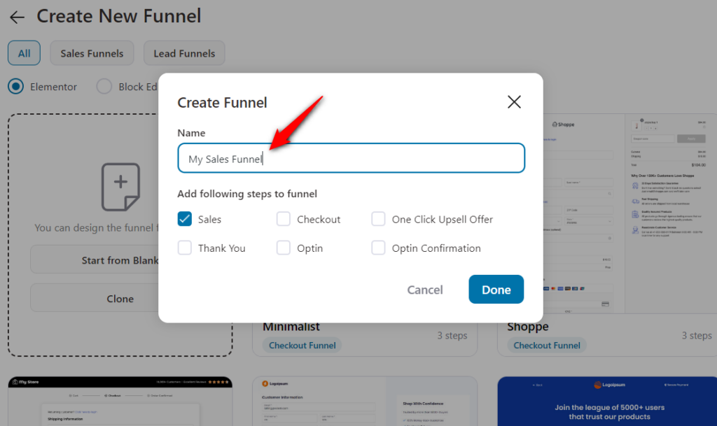 Name your sales funnel