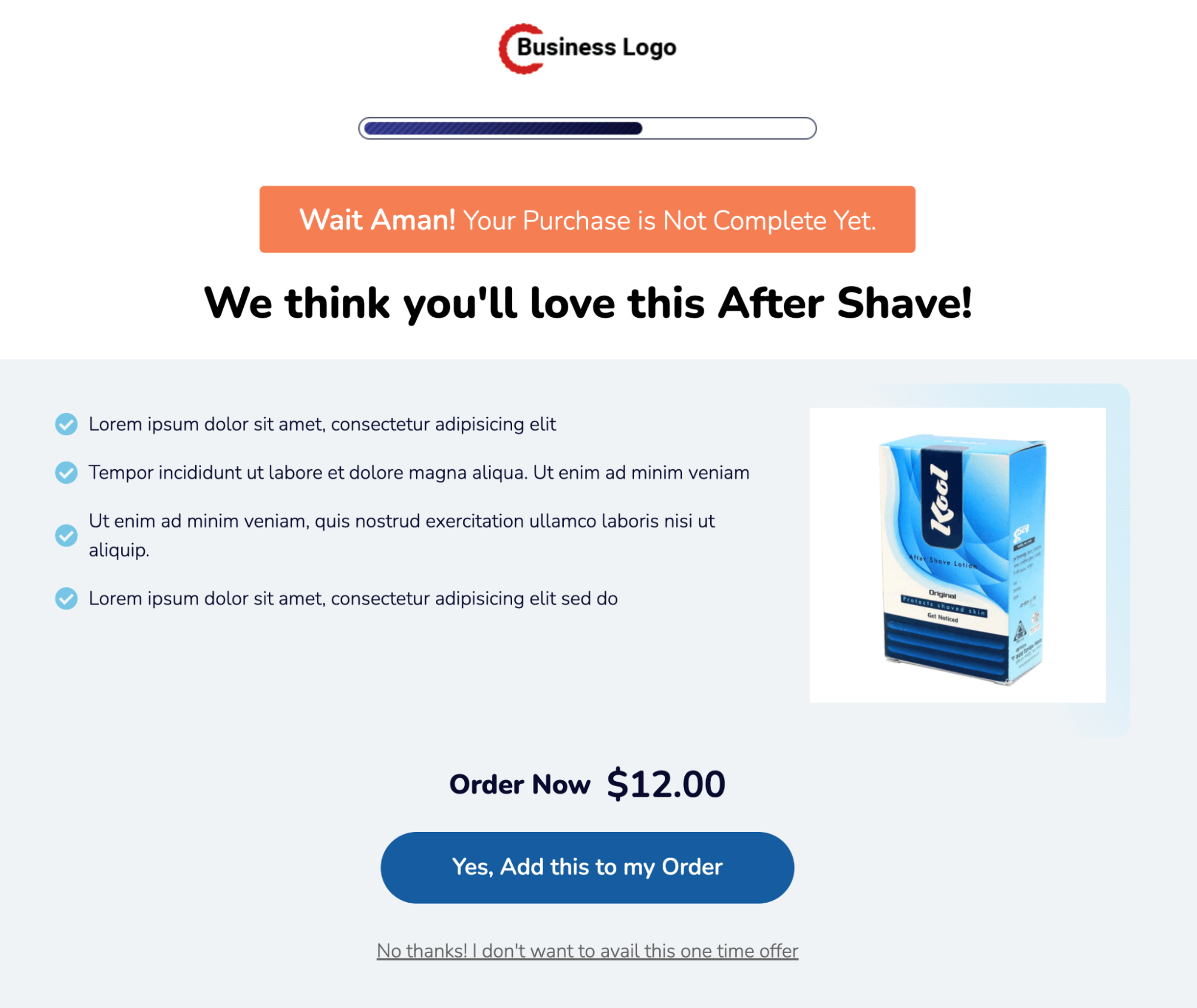 one click upsell with after shave