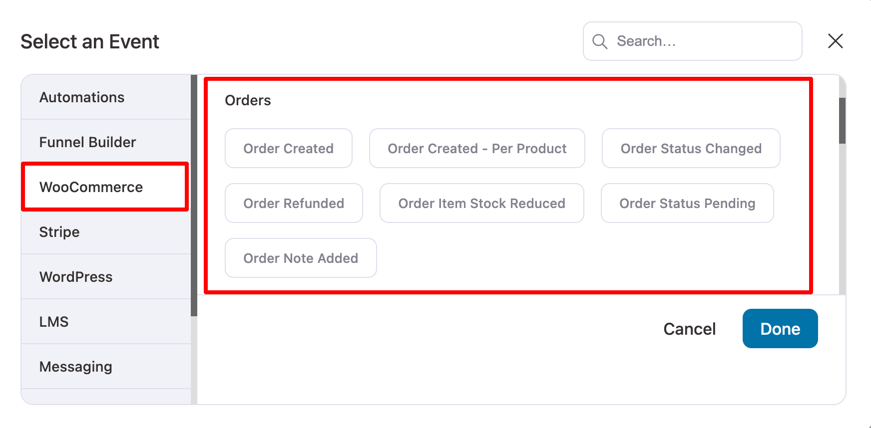 order related woocommerce event