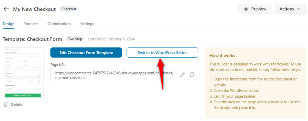 Switch to WordPress Editor