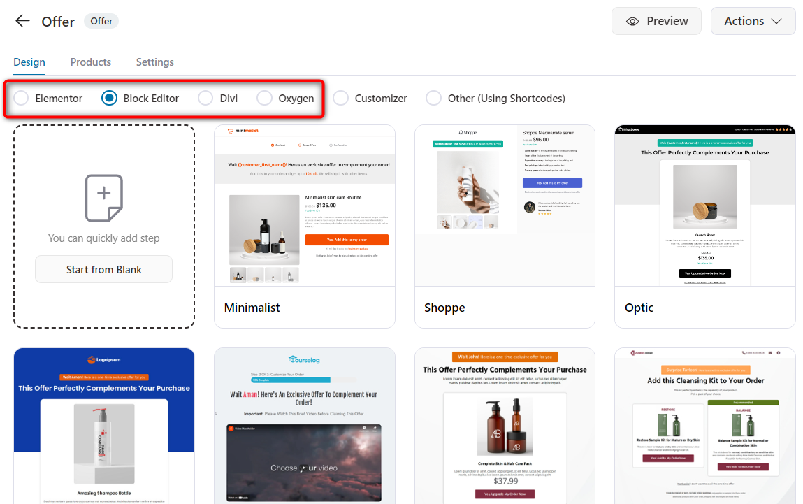 Upsell page templates - Gutenberg, Elementor, Divi and Oxygen