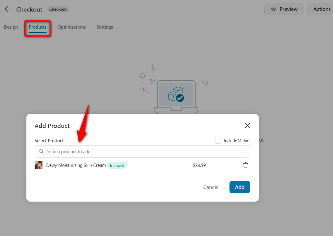 Add products to your checkout page